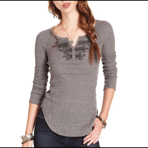 We The Free Battalion Embellished Grey Thermal - Picture 6 of 15